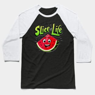 Slice of Life Fun Watermelon Summer Vibes Cool Baseball T-Shirt